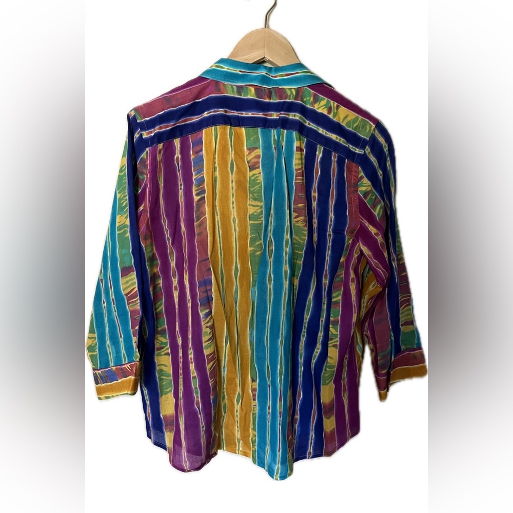 Lauren Ralph Lauren women’s multi colored blouse shirt Size PL - Picture 3 of 9